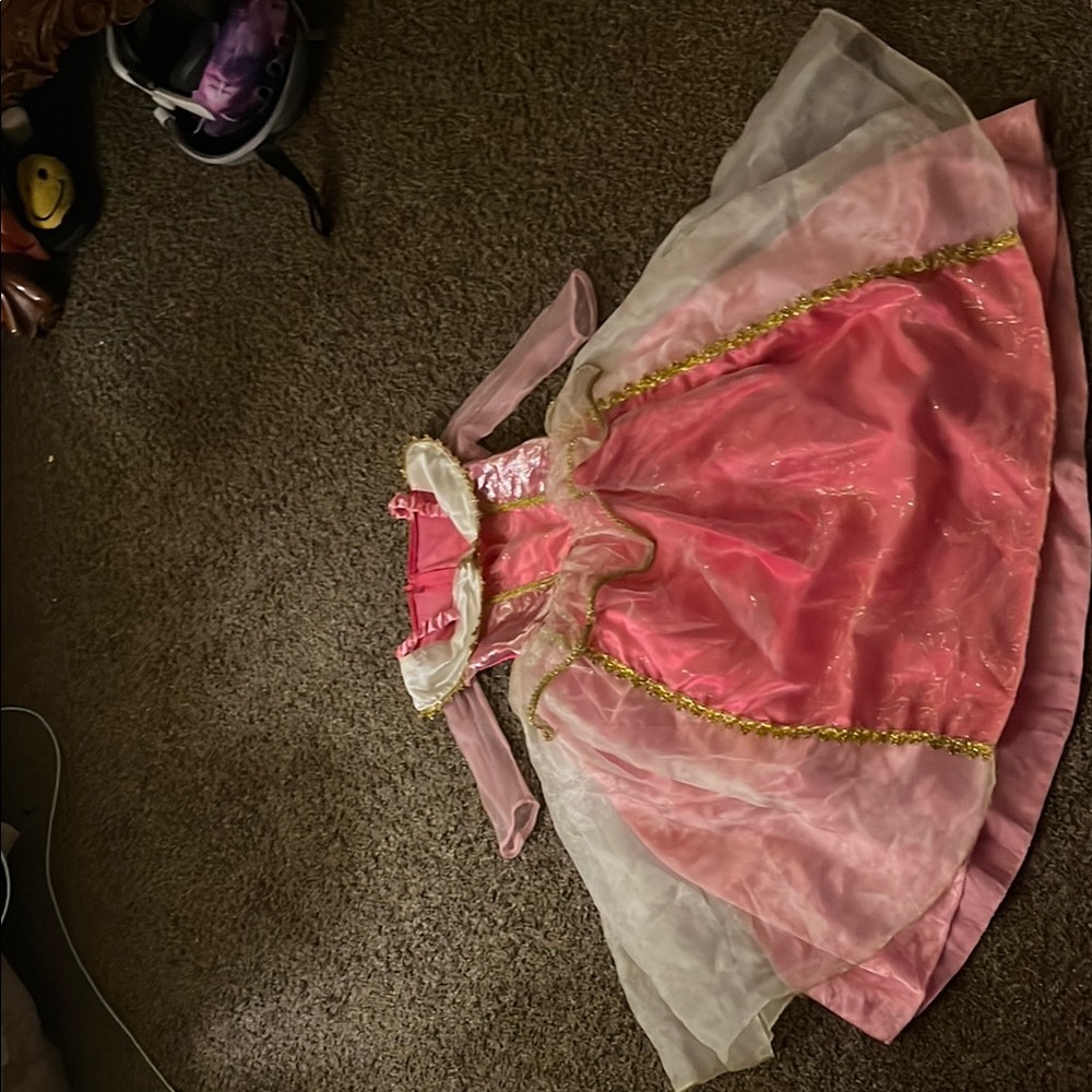 Pink and Gold Theater Princess Costume with Sheer Overlay stain 3layers same spt